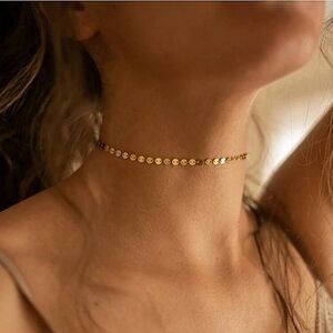 Free People Gold Sequin Coin Chain Choker Necklace